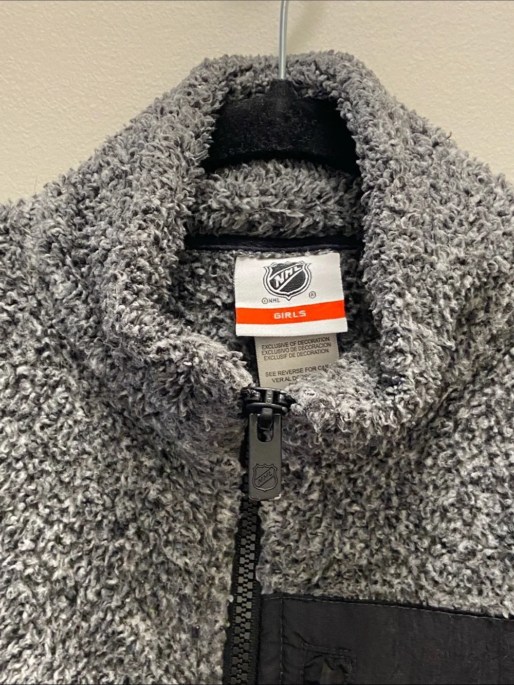 NHL Girls Stanley Cup Champion Carolina Hurricanes Gray Sherpa Jacket